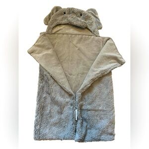 Pottery Barn Kids Infant Baby Plush Hooded Elephant Towel Wrap Cozy